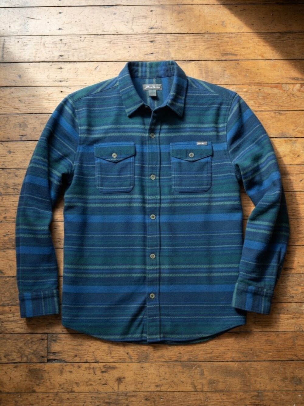 Eddie Bauer - Long-Sleeve Chutes Fleece Button-Up Shirt | Blue Stripe | Medium